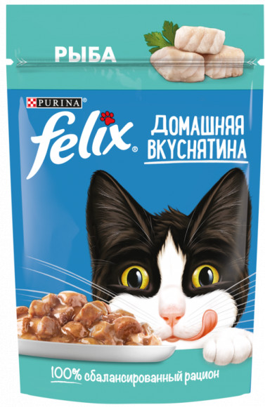 Влажный корм Purina Felix Домашняя вкуснятина для кошек с рыбой 75гр