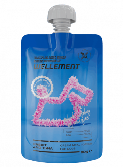 WELLEMENT кремовый топпинг с кроликом и тунцом для собак, 80 г