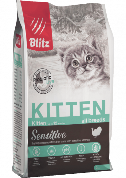 Корм Blitz Sensitive для котят с индейкой 1,8 кг