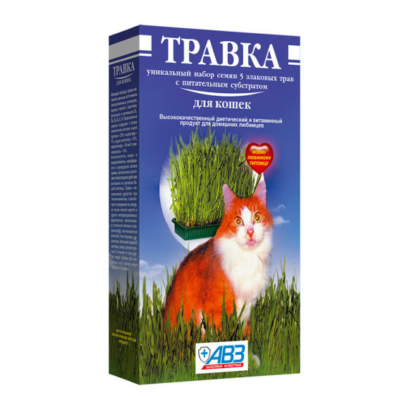 Набор семян 5 злаковых трав с питательным субстратом Травка для кошек 170г