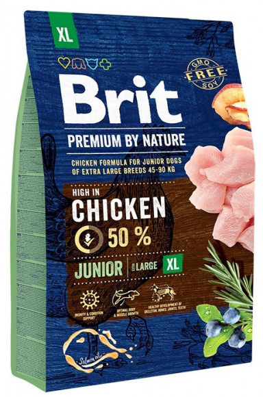 Корм Brit Premium by Nature Junior ХL для молодых собак (4-30мес) гигантских пород (45-90кг) 15кг