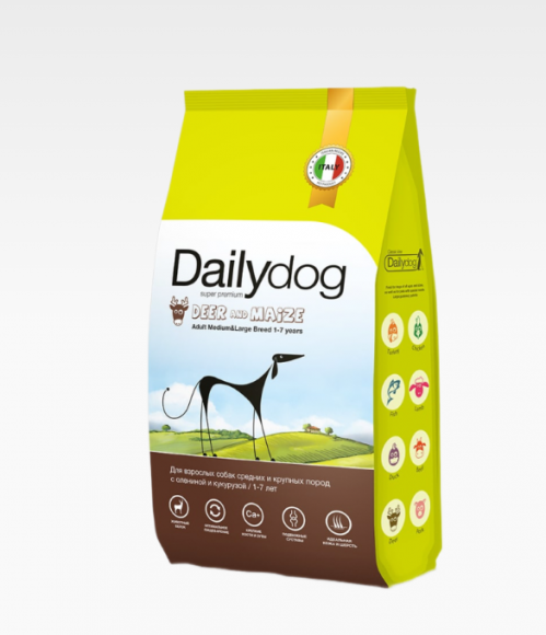 Корм Dailydog ADULT MEDIUM&LARGE BREED Deer and Maize для взрослых собак средних и крупных пород с олениной и кукурузой 3кг