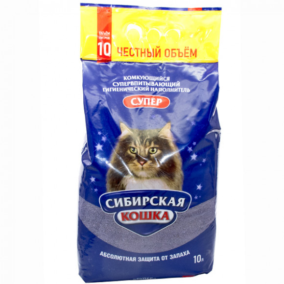 Наполнитель Сибирская Кошка Супер комкующийся 10 л