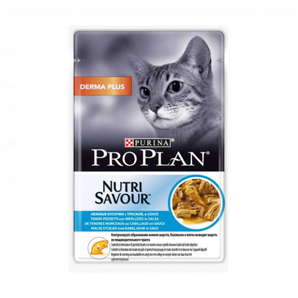 Влажный корм Purina Pro Plan ELEGANT для кошек с чувствительной кожей, треска в соусе, 85гр