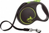 Поводок-рулетка Flexi Black Design L 5м, до 50кг ремень (зеленый)