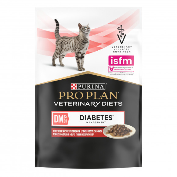 Ветеринарный влажный корм Pro Plan Veterinary Diets DM для кошек при диабете с говядиной 85 г