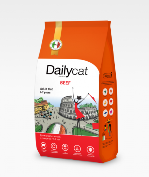 Корм DailyCat Casual line Adult Beef для взрослых кошек с говядиной 400гр