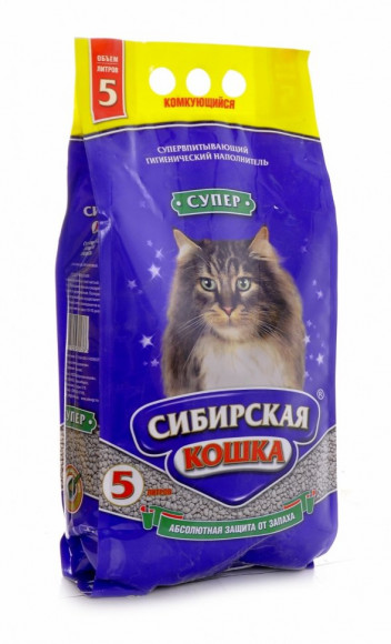 Наполнитель Сибирская Кошка Супер комкующийся 5л