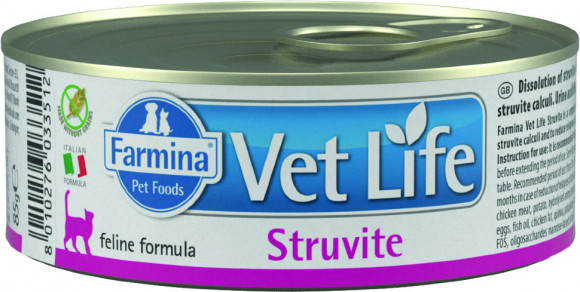 Ветеринарный влажный корм Farmina Vet Life Cat Struvite для кошек для лечения и профилактики рецидивов струвитного уролитиаза 85гр