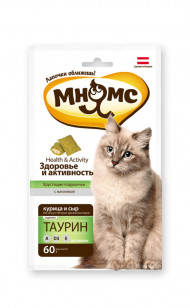 Витаминное лакомство для кошек Хрустящие подушечки с курицей и сыром Здоровье и активность Мнямс 60гр