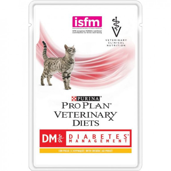 Ветеринарный влажный корм Purina Pro Plan Veterinary Diets DM корм для кошек при диабете с курицей, 85гр