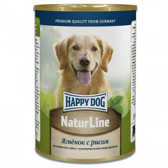 Консервы Happy Dog Natur Line для собак Ягненок с рисом (НФКЗ) 410гр