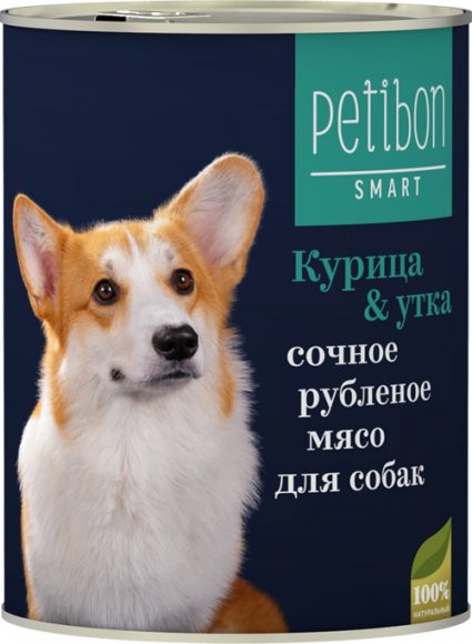Консервы Четвероногий Гурман Petibon Smart для собак, рубленое мясо с курицей и уткой, 410гр
