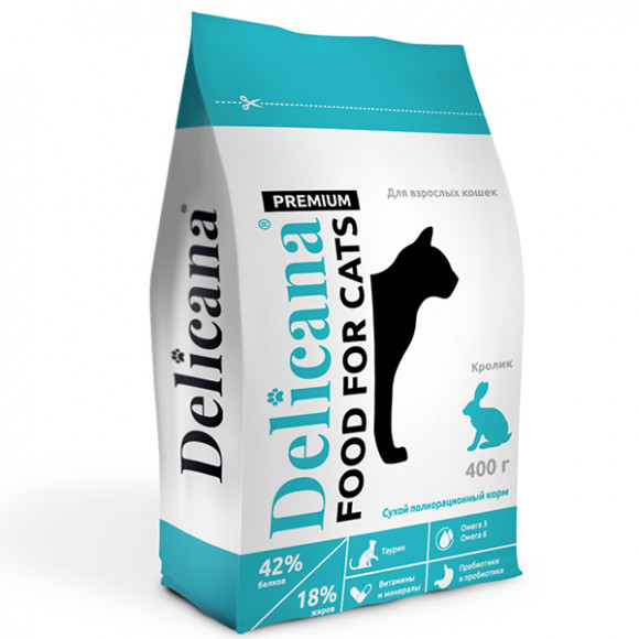 Корм Delicana для кошек кролик 400 г Корм Delicana для кошек кролик 400 г