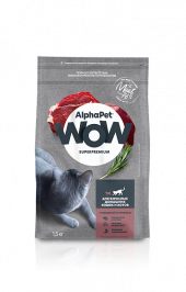 Корм AlphaPet WOW для кошек (говядина и печень), 750 г