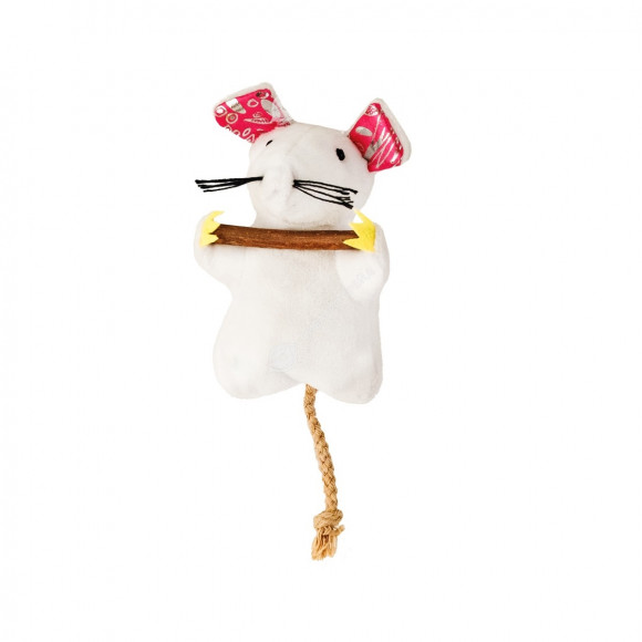 Игрушка WOGY для кошек Мышка с аксессуаром (колпак, палочка) 20/10*6,5*4см, микс, 2024-1338