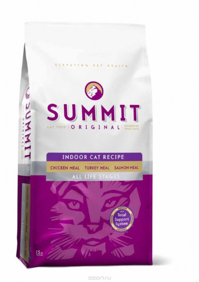 Корм Summit Holistic для домашних кошек три вида мяса с цыпленком, лососем и индейкой 6,8кг