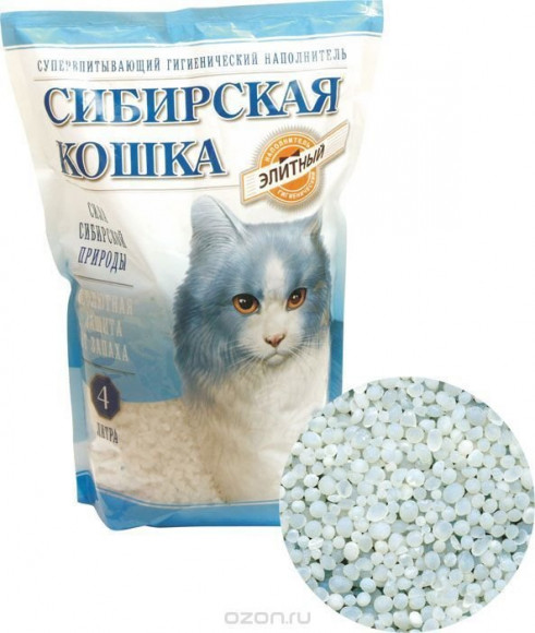 Наполнитель Сибирская Кошка Элита силикагель (синие гранулы) 16л
