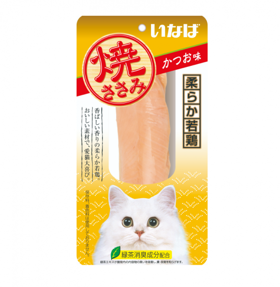 СКИДКА!!! Лакомство INABA Yakisasami филе со вкусом кацуобуси для кошек, 26 г (срок до 27.11.2025)