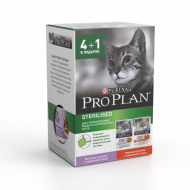 Акция! (Набор 4+1) Влажный корм Pro Plan Sterilised для стерилизованных кошек, индейка и говядина, 5*85гр Акция! (Набор 4+1) Влажный корм Pro Plan Sterilised для стерилизованных кошек, индейка и говядина, 5*85гр