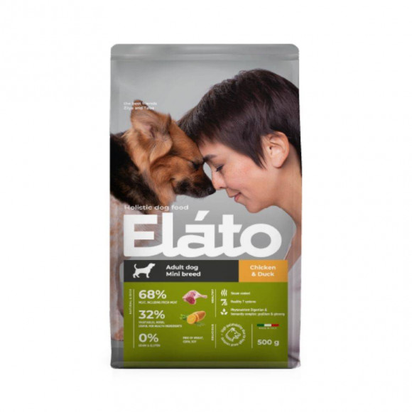 Корм Elato Holistic для взрослых собак мелких пород с курицей и уткой 500 г