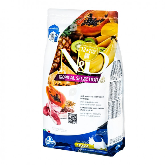 Корм Farmina N&D TROPICAL SELECTION для собак мелких пород (ЯГНЕНОК), 1,5 кг Корм Farmina N&D TROPICAL SELECTION для собак мелких пород (ЯГНЕНОК), 1,5 кг