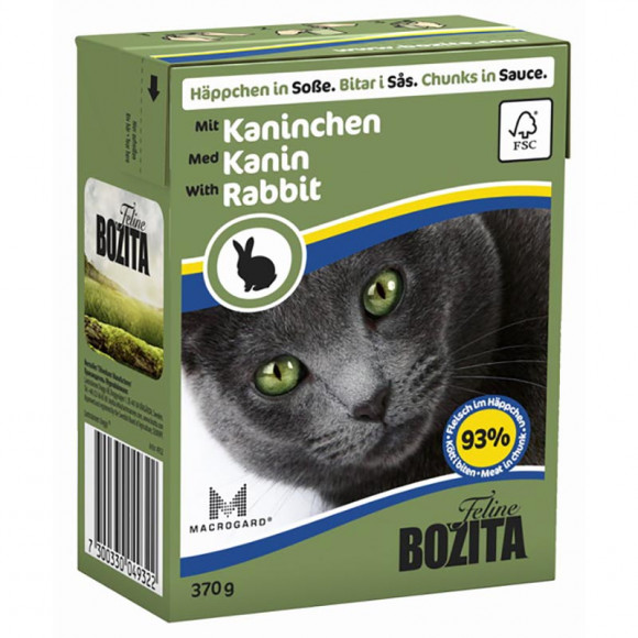 Влажный корм Bozita super premium кусочки в желе для кошек с кроликом 370гр