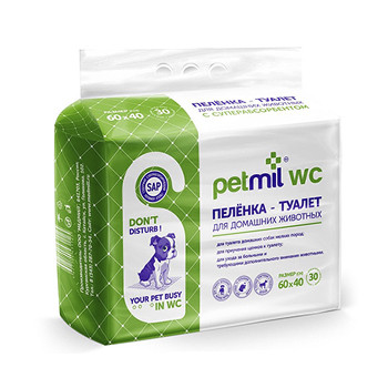 Пеленки PetMil WC с суперабсорбентом 60*40 уп.30шт