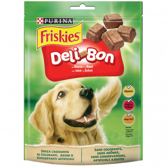 Лакомство Purina Friskies® Deli-Bon для взрослых собак, с говядиной, Пакет, 130 г