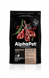 Корм AlphaPet для кошек и котов с чувствительным пищеварением (ягненок) 1,5 кг Корм AlphaPet для кошек и котов с чувствительным пищеварением (ягненок) 1,5 кг