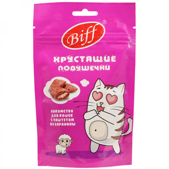Лакомство TITBIT Хрустящие подушечки Biff для кошек с паштетом из баранины 60г