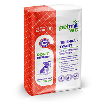 Пеленки PetMil WC с суперабсорбентом 60*90 уп.5шт