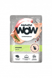 Влажный корм AlphaPet WOW для кошек паштет с кроликом 85 г Влажный корм AlphaPet WOW для кошек паштет с кроликом 85 г