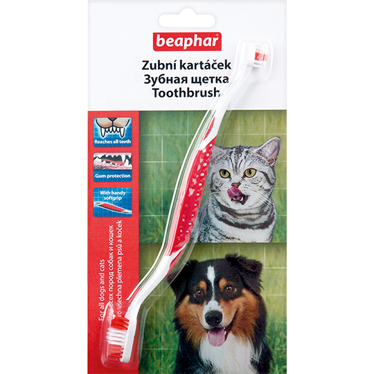 Beaphar Двойная зубная щетка Toothbrush для всех пород собак и кошек