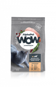 Корм AlphaPet WOW для стерилизованных кошек (цыпленок) 1,5 кг