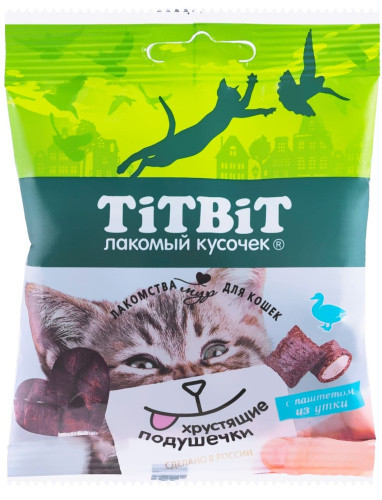 Лакомство TITBIT Хрустящие подушечки для кошек с паштетом из утки 30 г