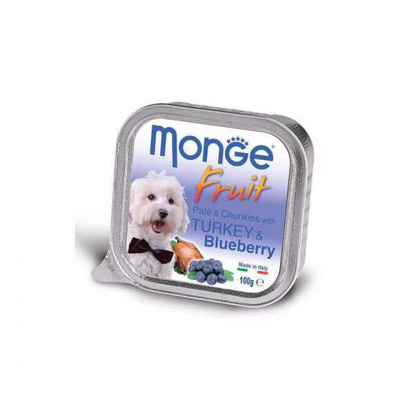 Консервы Monge Dog Fruit для собак индейка с черникой 100гр