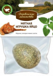 Деревенские лакомства для кошек съедобная игрушка Мятное яйцо 85гр Деревенские лакомства для кошек съедобная игрушка Мятное яйцо 85гр