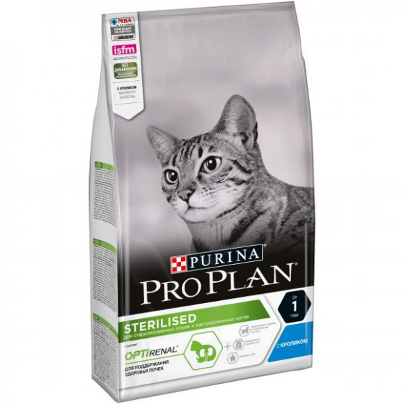 Корм Purina Pro Plan для стерилизованных кошек и кастрированных котов, с кроликом, 1.5 кг