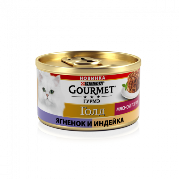 Консервы Purina Gourmet Gold Мясной тортик для кошек, с индейкой и ягненком, 85г