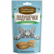 Деревенские лакомства для кошек Подушечки с пюре из курицы 30г Деревенские лакомства для кошек Подушечки с пюре из курицы 30г