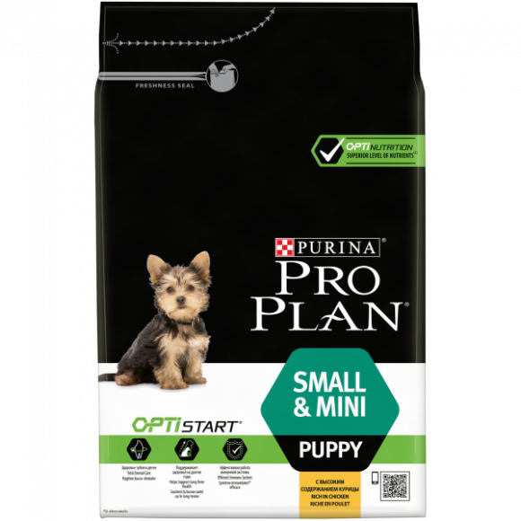 Корм Purina Pro Plan для щенков мелких и карликовых пород с комплексом OPTISTART® с курицей и рисом, 3 кг