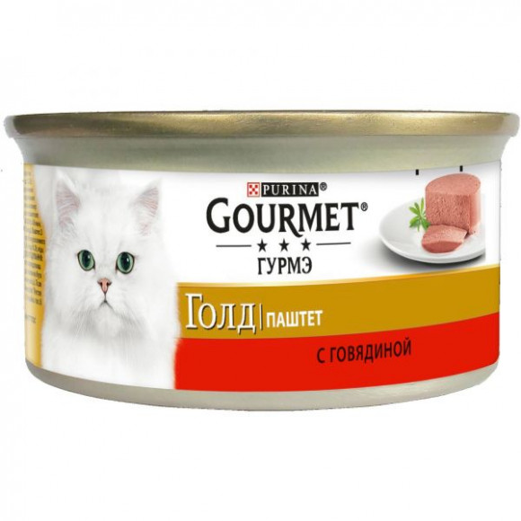 Консервы Purina Gourmet Gold для кошек, говядина, банка, 85 г