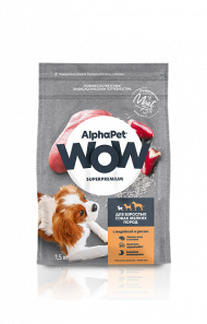 Корм AlphaPet WOW для собак мелких пород (индейка и рис), 500 г
