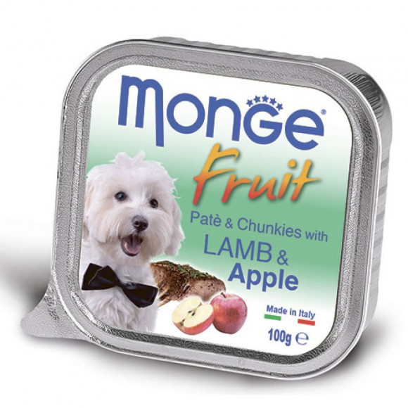 Консервы Monge Dog Fruit для собак ягненок с яблоком 100гр