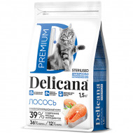 Корм Delicana для кастрированных котов и стерилизованных кошек лосось 1,5 кг