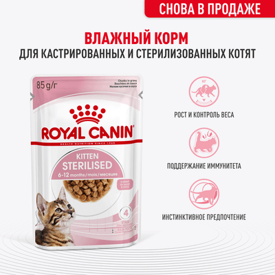 Влажный корм Royal Canin для стерилизованных котят c 6 до 12 мес Kitten Sterilised в соусе 85 г Влажный корм Royal Canin для стерилизованных котят c 6 до 12 мес Kitten Sterilised в соусе 85 г