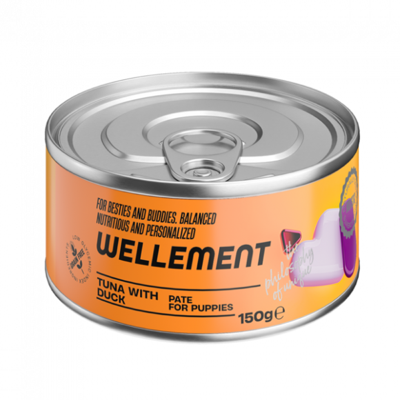 WELLEMENT паштет для щенков (ТУНЕЦ, УТКА), 150 г