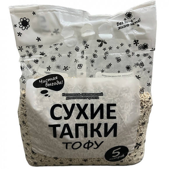 Наполнитель Сухие тапки тофу 5 л комкующийся биоразлагаемый