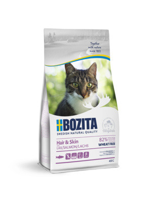 Корм Bozita Hair&Skin Wheat Free Salmon для взрослых и растущих кошек для здоровой кожи и блестящей шерсти, с лососем 2кг